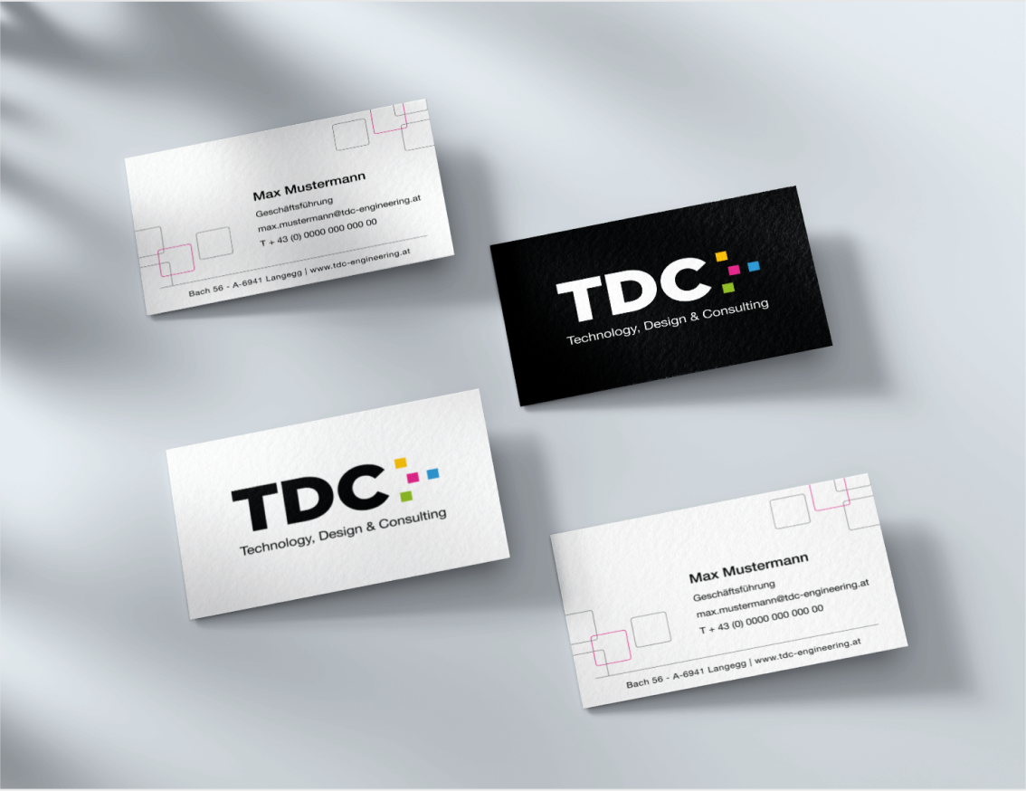 Visitenkarten mit dem TDC Logo