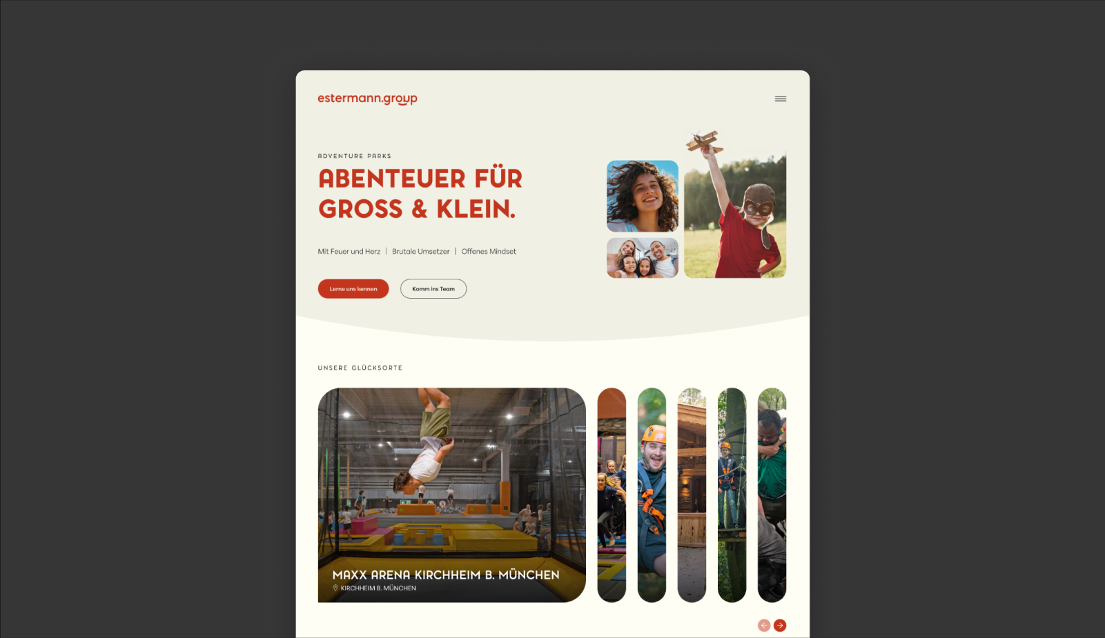 Screenshot der Startseite mit den Standorten von Estermann