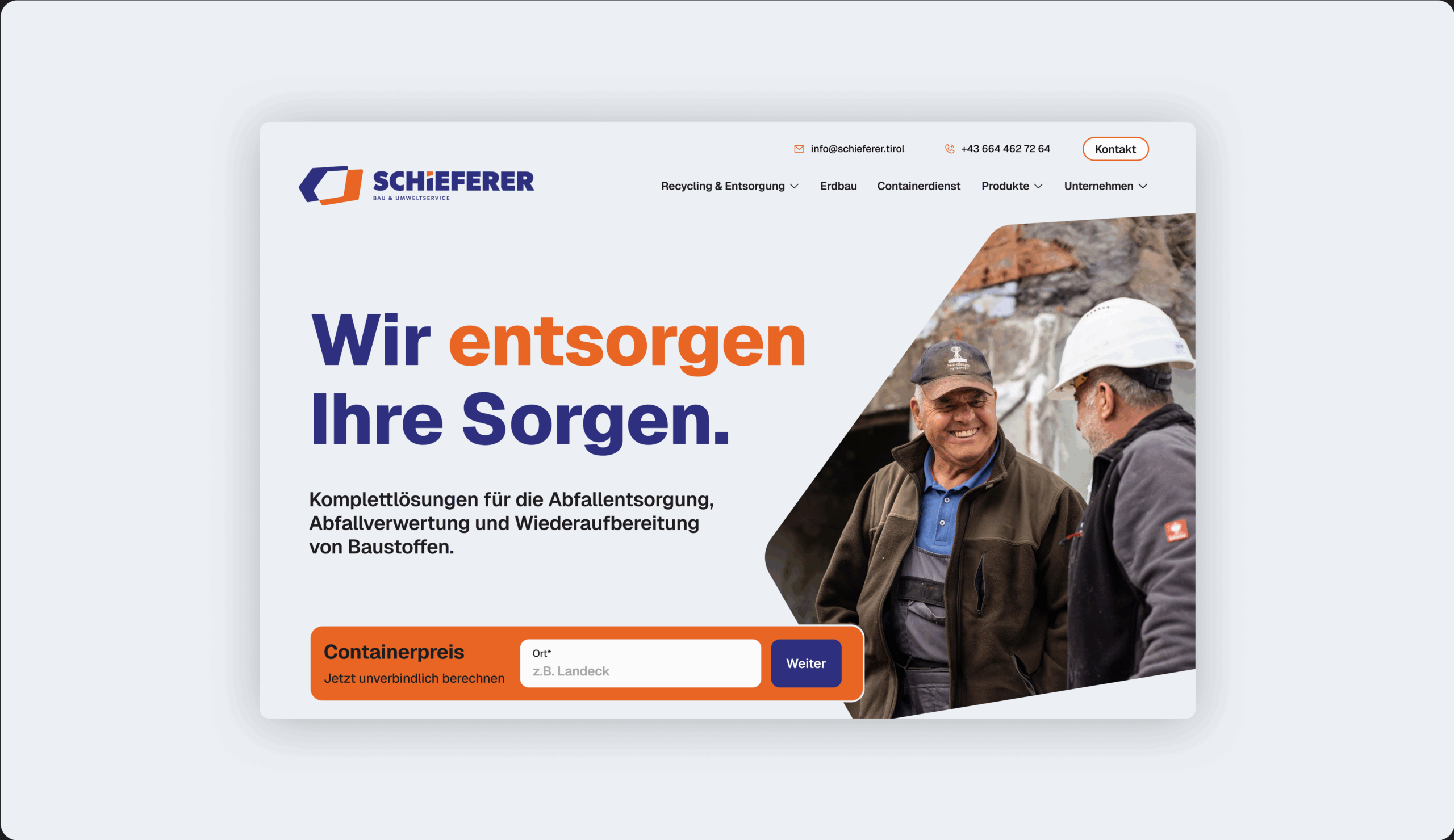 Screenshot Schieferer Startseite